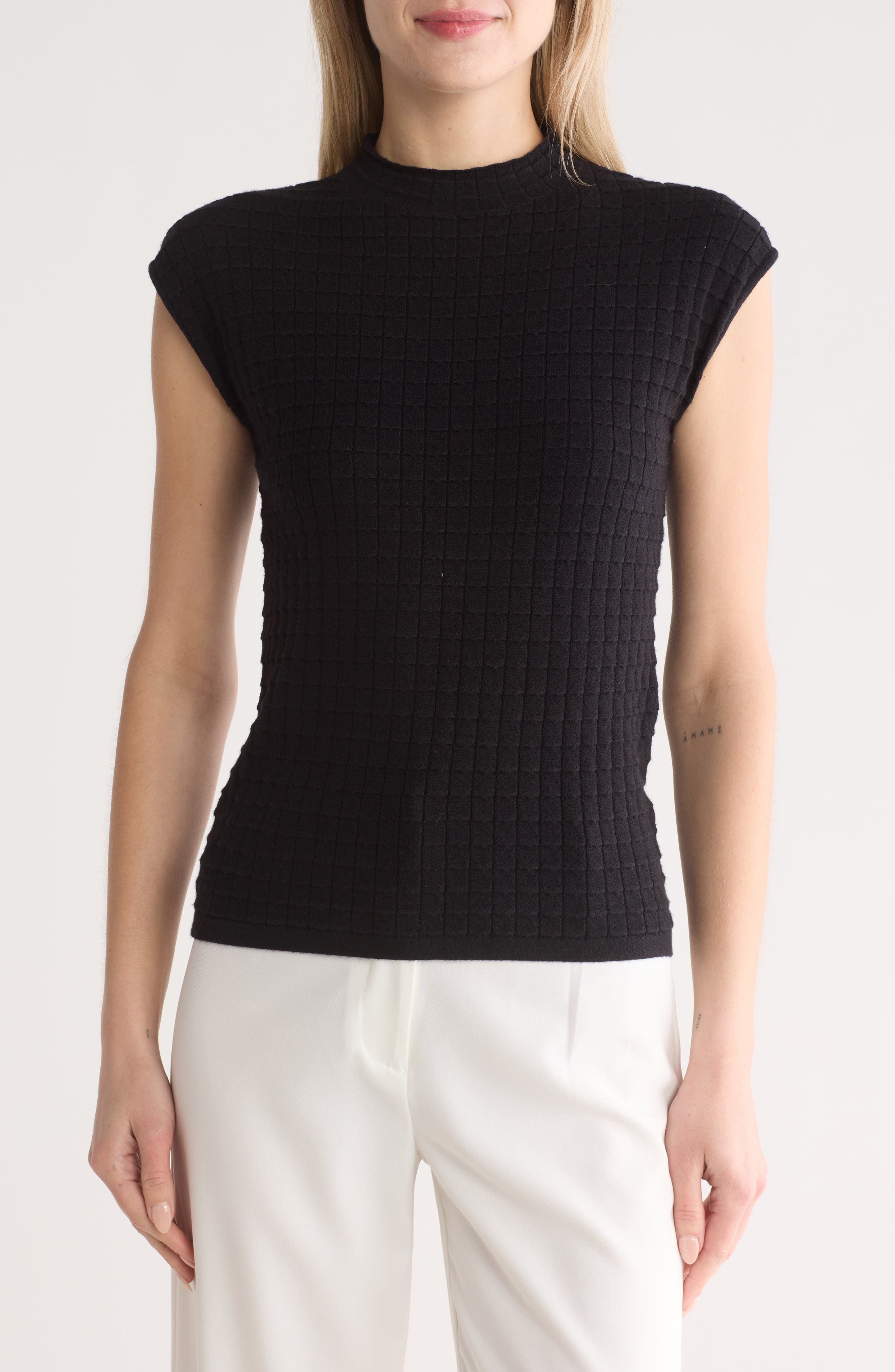 INDUSTRY REPUBLIC CLOTHING Sleeveless Waffle Knit Top