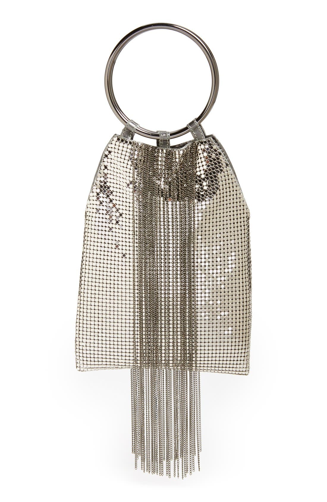 Cascade Fringe Evening Bag, Alternate, color, PEWTER