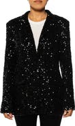 AZALEA WANG Isa Sequin Notch Lapel Blazer