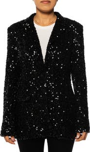 AZALEA WANG Isa Sequin Notch Lapel Blazer
