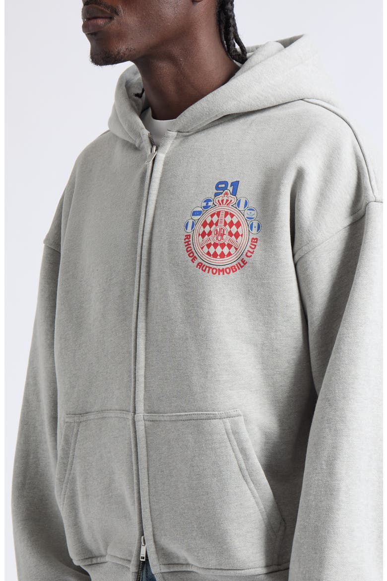 Automobile Club Zip Cotton Blend Fleece Hoodie, Alternate, color, HEATHER GREY/ RED/ WHITE/ BLUE