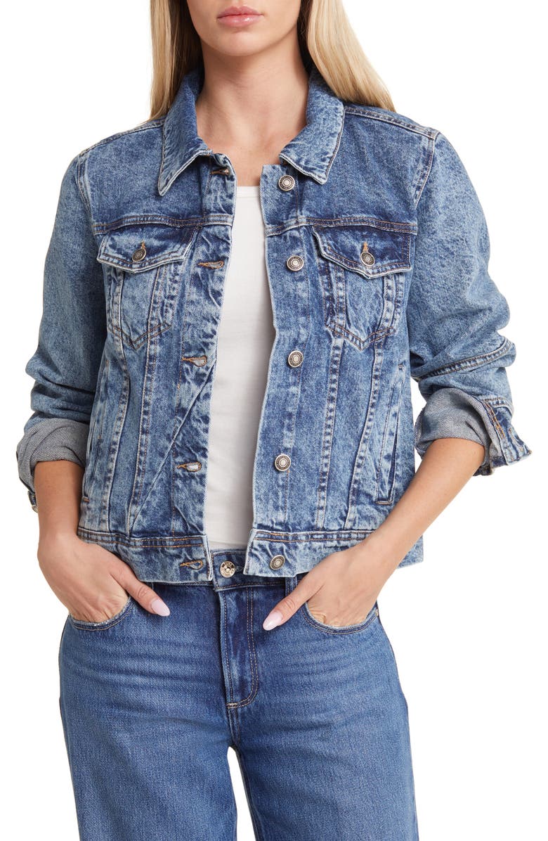 Free People We the Free Rumors Denim Jacket, Main, color, Light Indigo