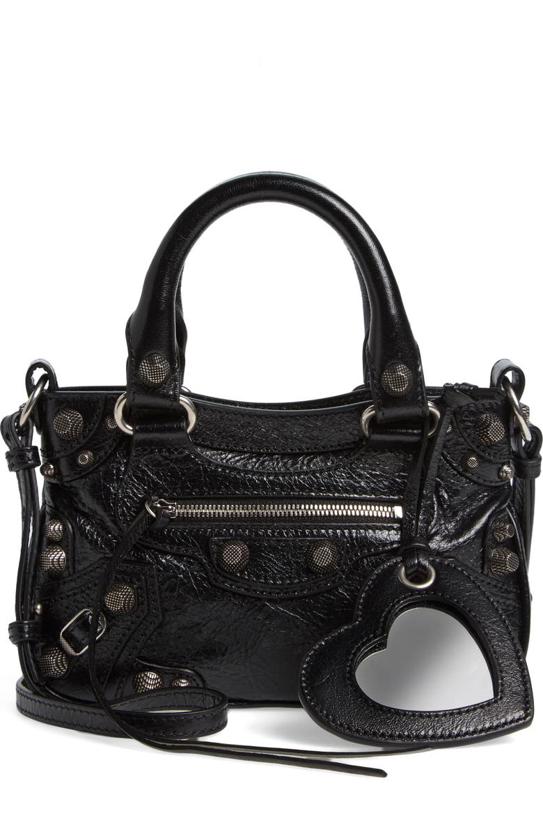 Balenciaga Mini Neo Cagole Metallic Leather Tote, Main, color,