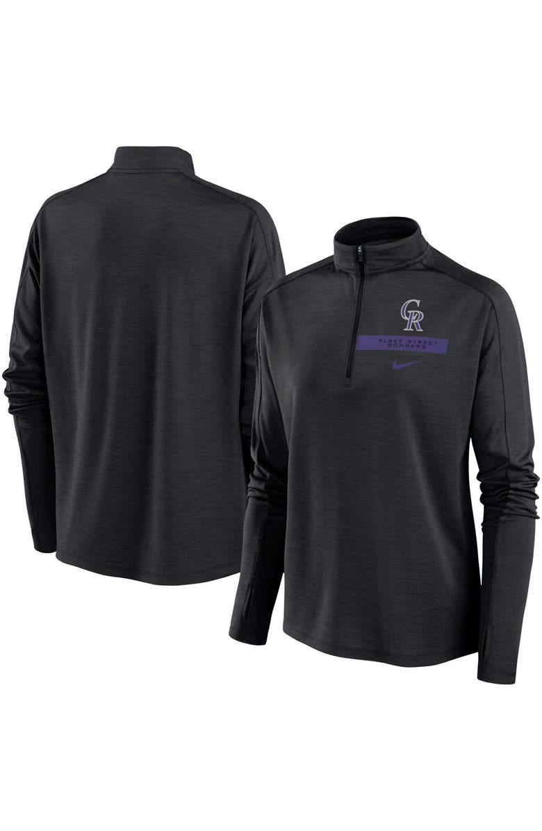 Nike Women's Nike Black Colorado Rockies Primetime Raglan Quarter-Zip Top, Main, color, Black