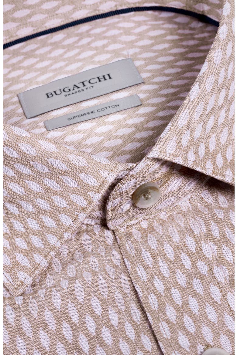 Axel Trim Fit Lattice Print Cotton Button-Up Shirt, Alternate, color, DESERT