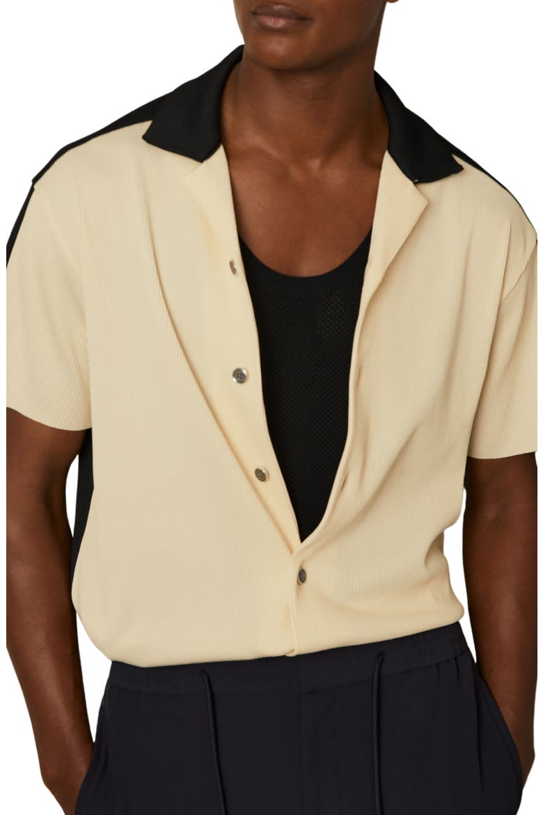 Castro Rib Camp Shirt, Main, color, OFF WHITE/ NAVY