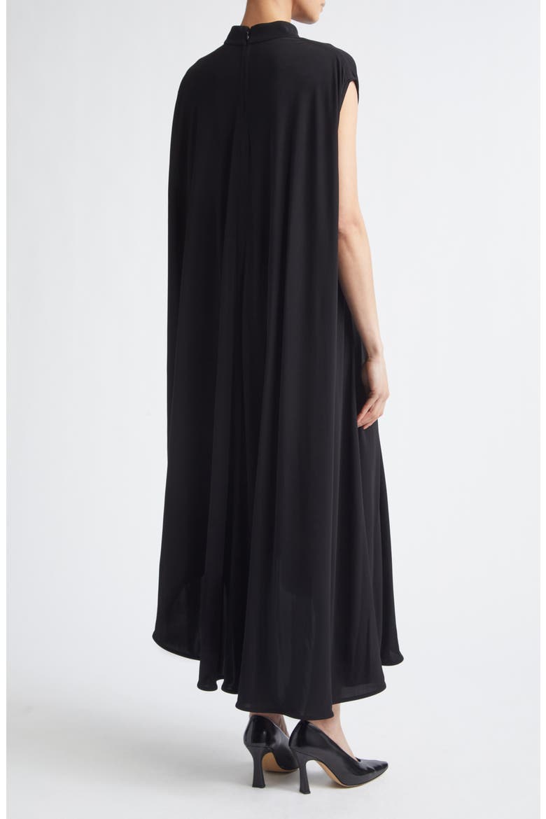 Cape Back Crepe Jersey Midi Dress, Alternate, color, 1000 BLACK
