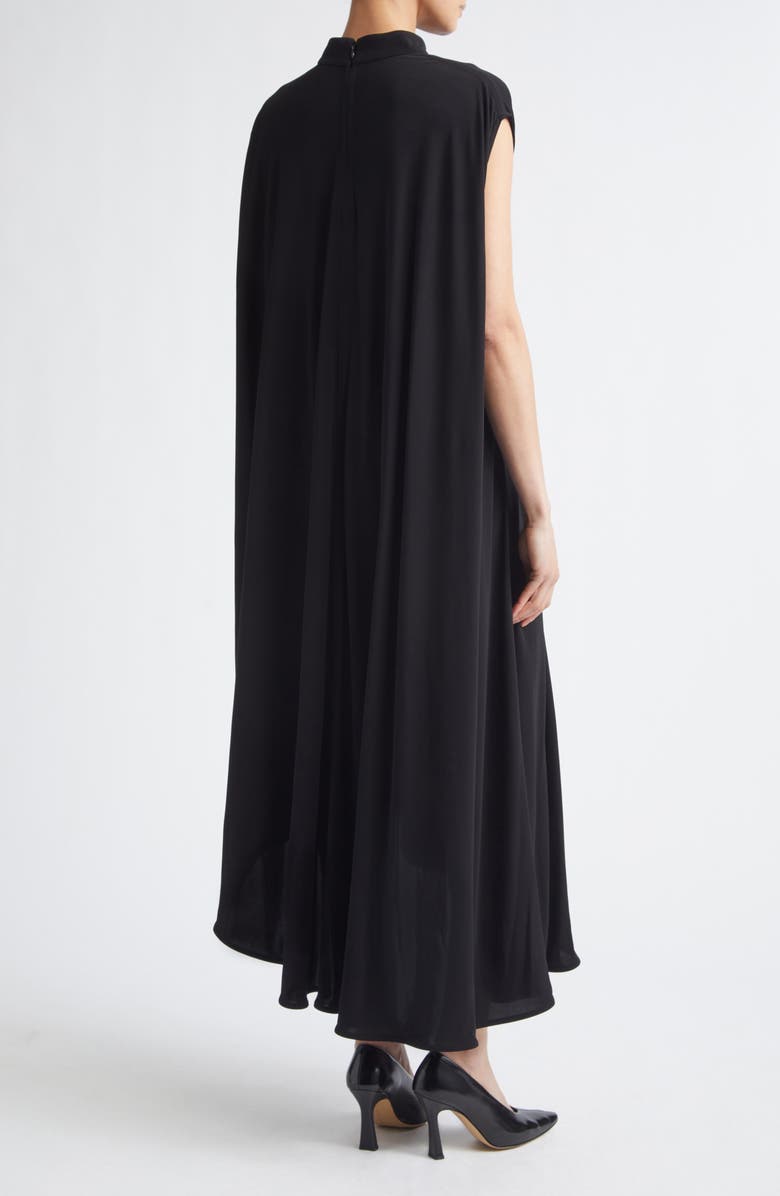 Bottega Veneta Cape Back Crepe Jersey Midi Dress, Alternate, color, 1000 Black