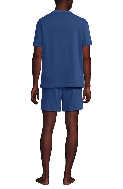 Lands' End Short Sleeve Knit Jersey Short Sleep Set In Blue