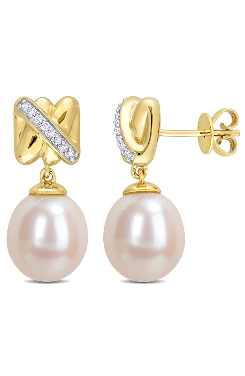 Julianna B. Diamond Crossover Drop Earrings 14k Gold, Main, color, 