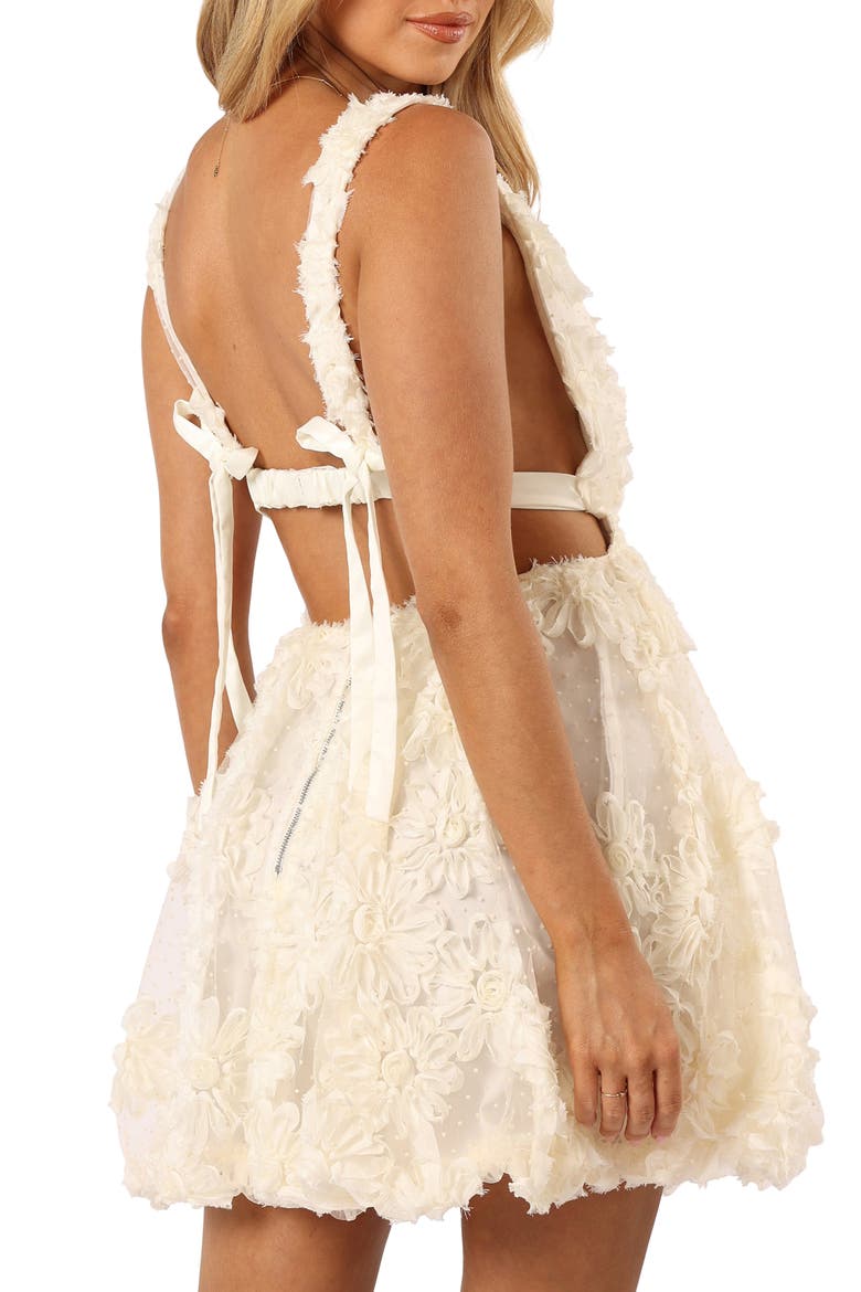 Atti Floral Appliqué Minidress, Alternate, color, CREAM