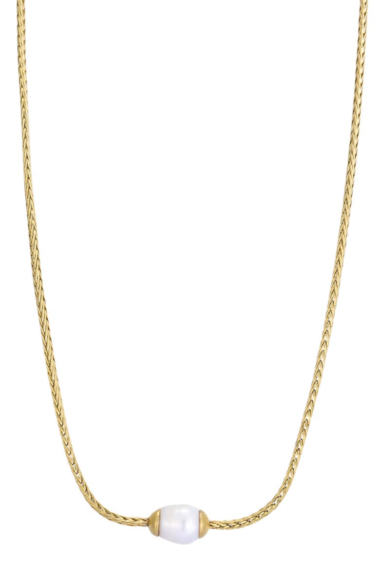Men's 6-7mm Freshwater Pearl Necklace, Main, color, WHITE/ GOLD