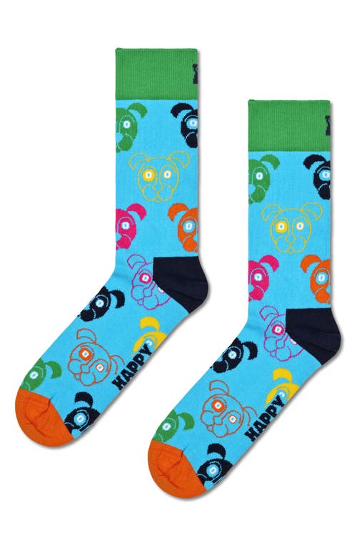 Happy Socks Dog Cotton Blend Crew Socks Gift Box, Pack Of 3 In Navy