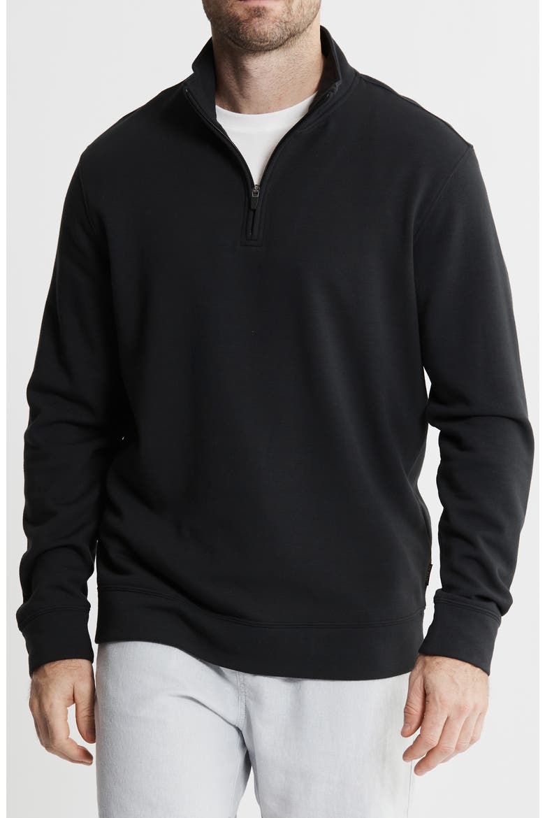 Tribeca Soft Touch Quarter Zip Pullover, Main, color, BLACK