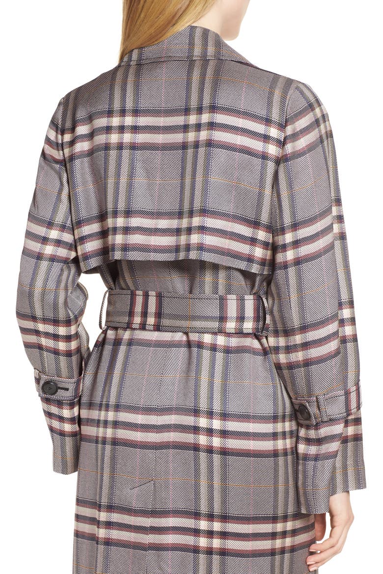Bold Plaid Trench Coat, Alternate, color, NAVY NIGHT HARPER PLAID