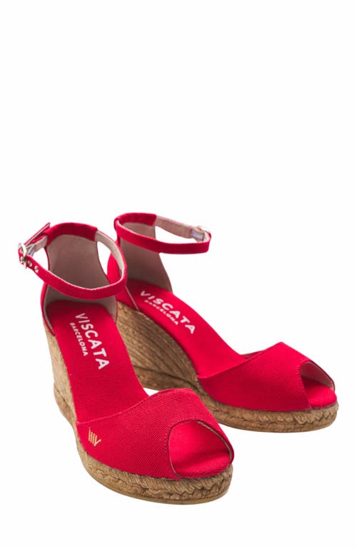 Viscata Aiguafreda Canvas Espadrille Sandal Wedges In Red