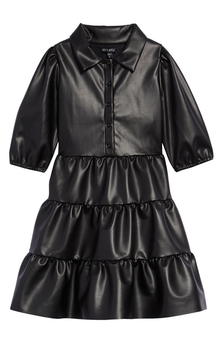 Ava & Yelly Kids' Faux Leather Dress, Main, color,
