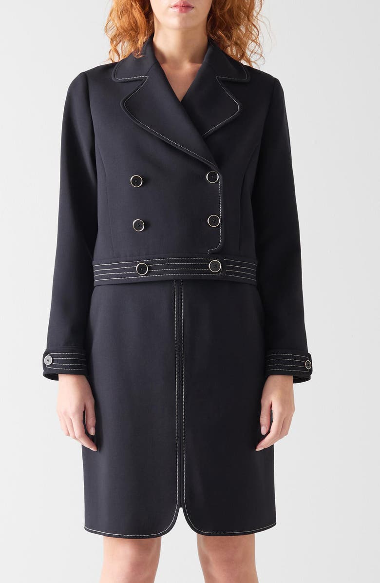 LK Bennett Eugine Crop Jacket, Main, color, Navy