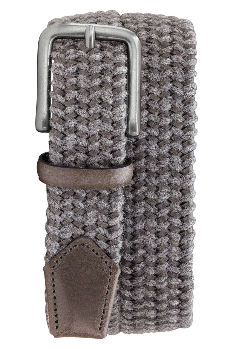 Falcon Woven Belt, Main, color, GRAY ITALIAN WOVEN