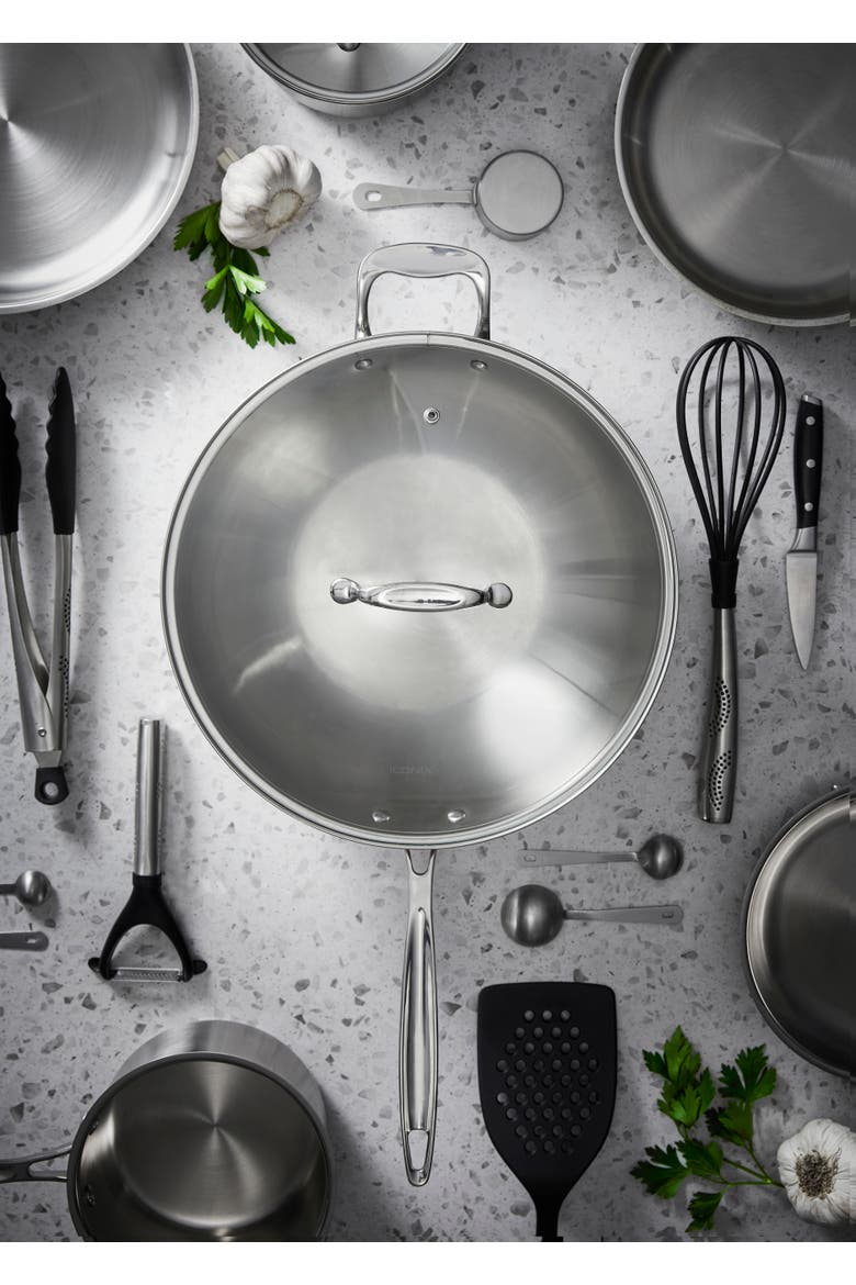 iconiX™ 5.3 Qt Wok with Lid, Alternate, color, SILVER