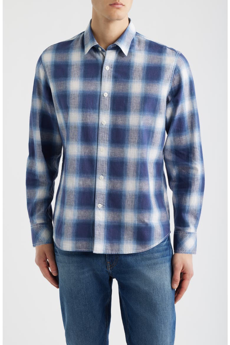 Pamucak Regular Fit Plaid Cotton & Linen Button-Up Shirt, Main, color, BLUE