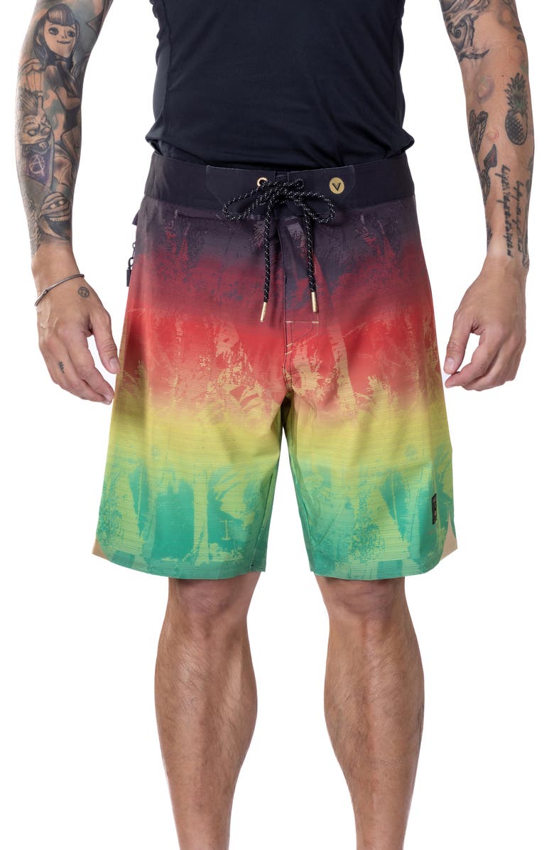 VAST Sunset Palm Texture II Stretch Board Shorts, Main, color, 