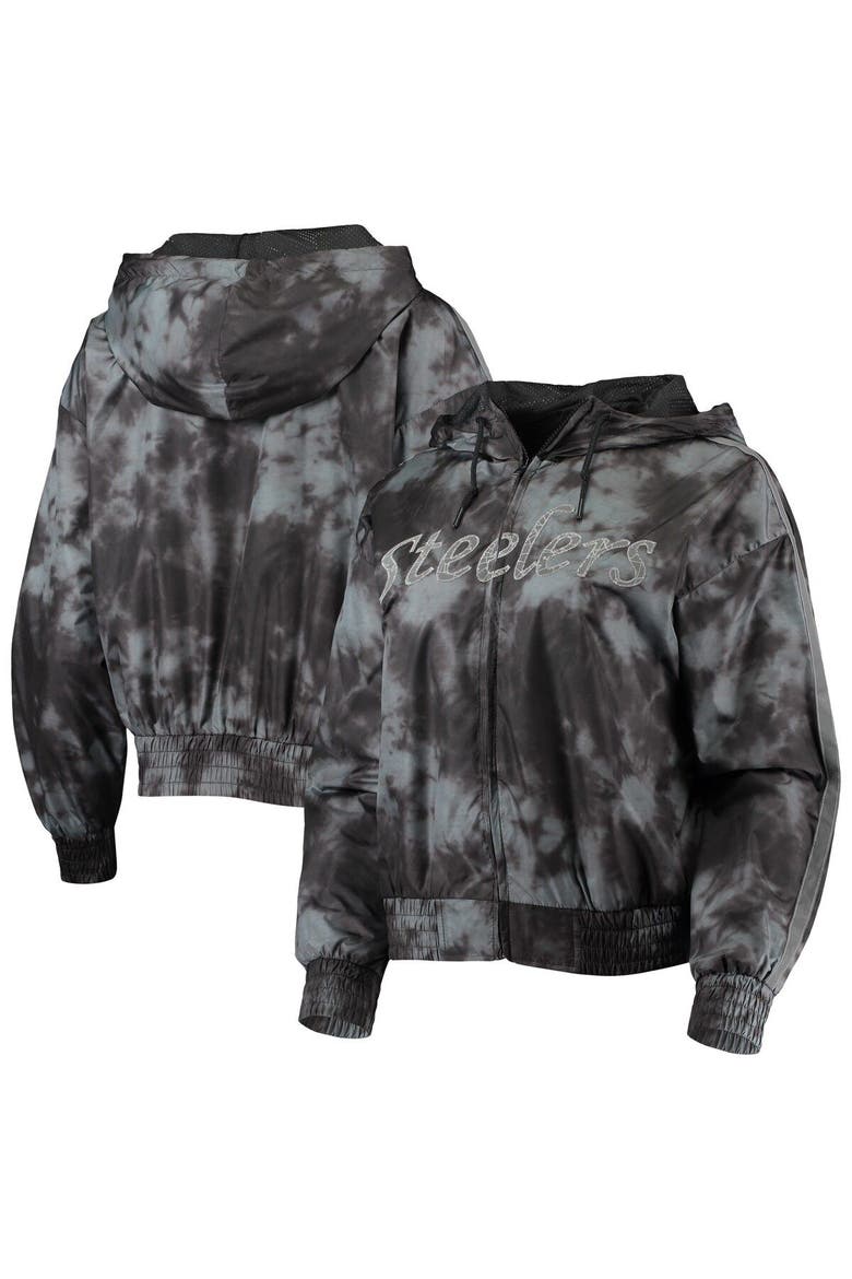 Women's Mitchell & Ness Black Pittsburgh Steelers Galaxy Full-Zip Windbreaker Hoodie Jacket, Main, color, Black