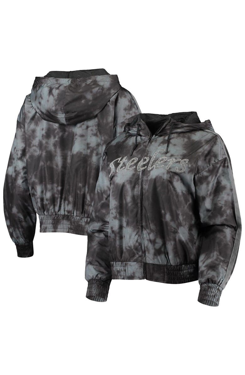 Mitchell & Ness Women's Mitchell & Ness Black Pittsburgh Steelers Galaxy Full-Zip Windbreaker Hoodie Jacket, Main, color, Black