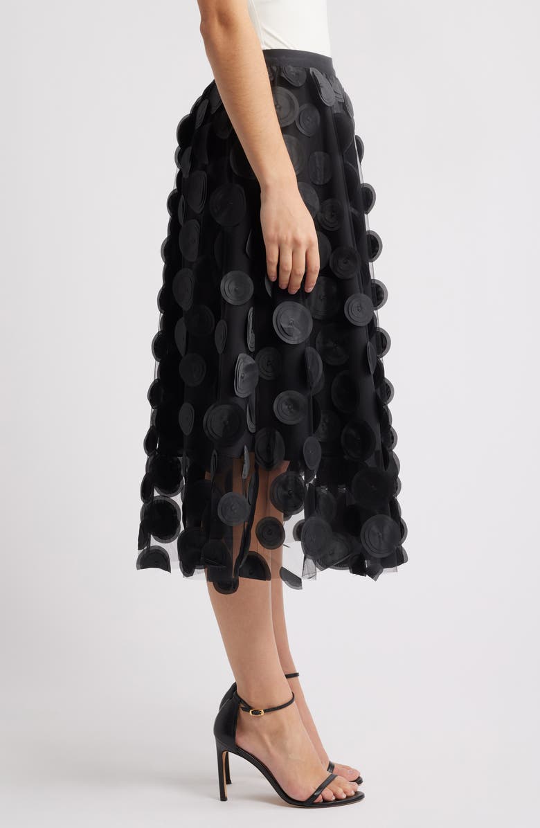 NIKKI LUND Kretsa Circle Appliqué Skirt, Alternate, color, Black