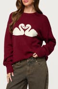 EDIKTED Swan Intarsia Oversize Sweater