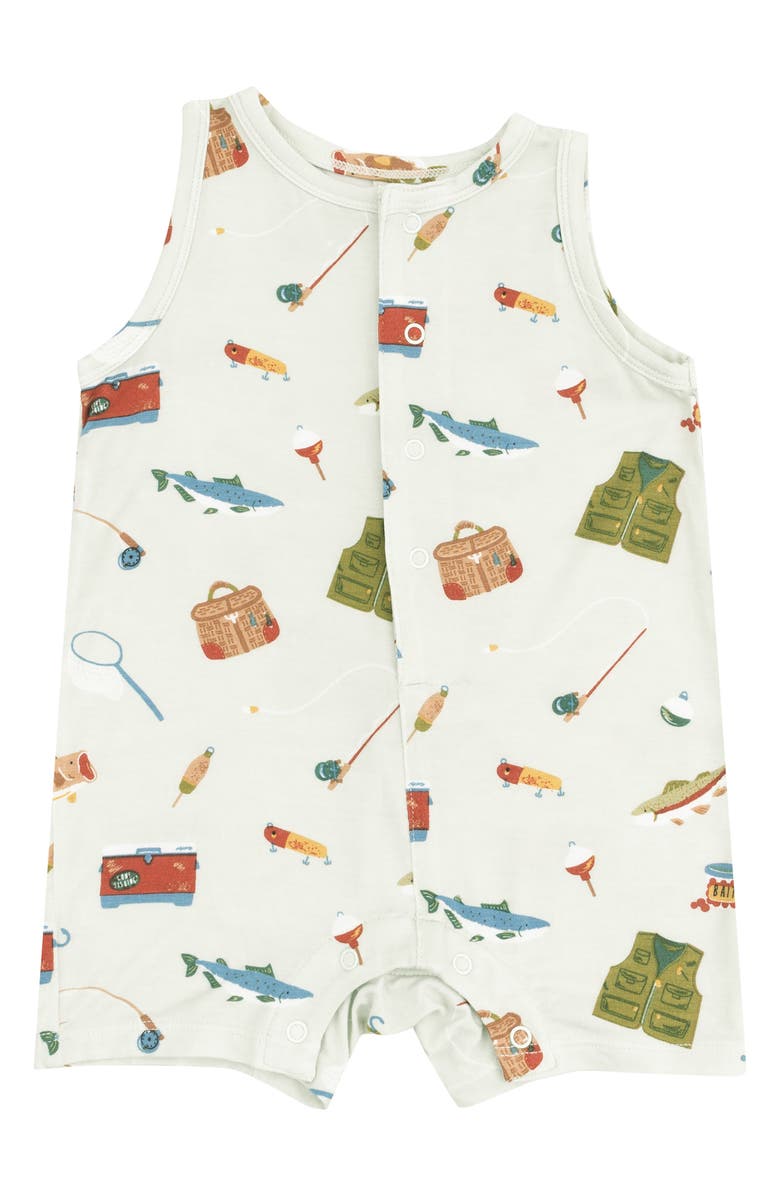 Angel Dear Fishing Print Romper, Main, color, 