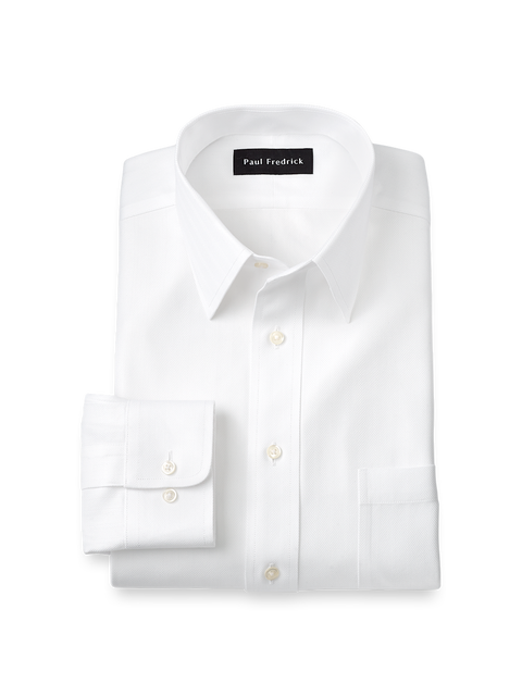 Non-iron Cotton Herringbone Point Collar Dress Shirt