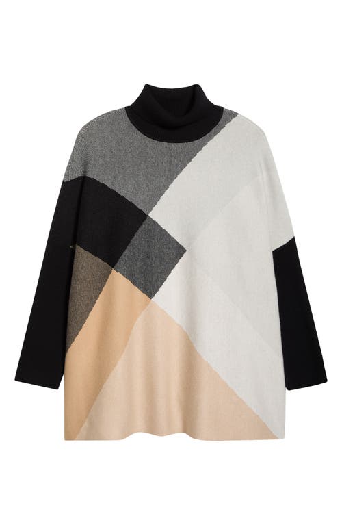 Jones New York Jacquard Turtleneck Sweater In Black