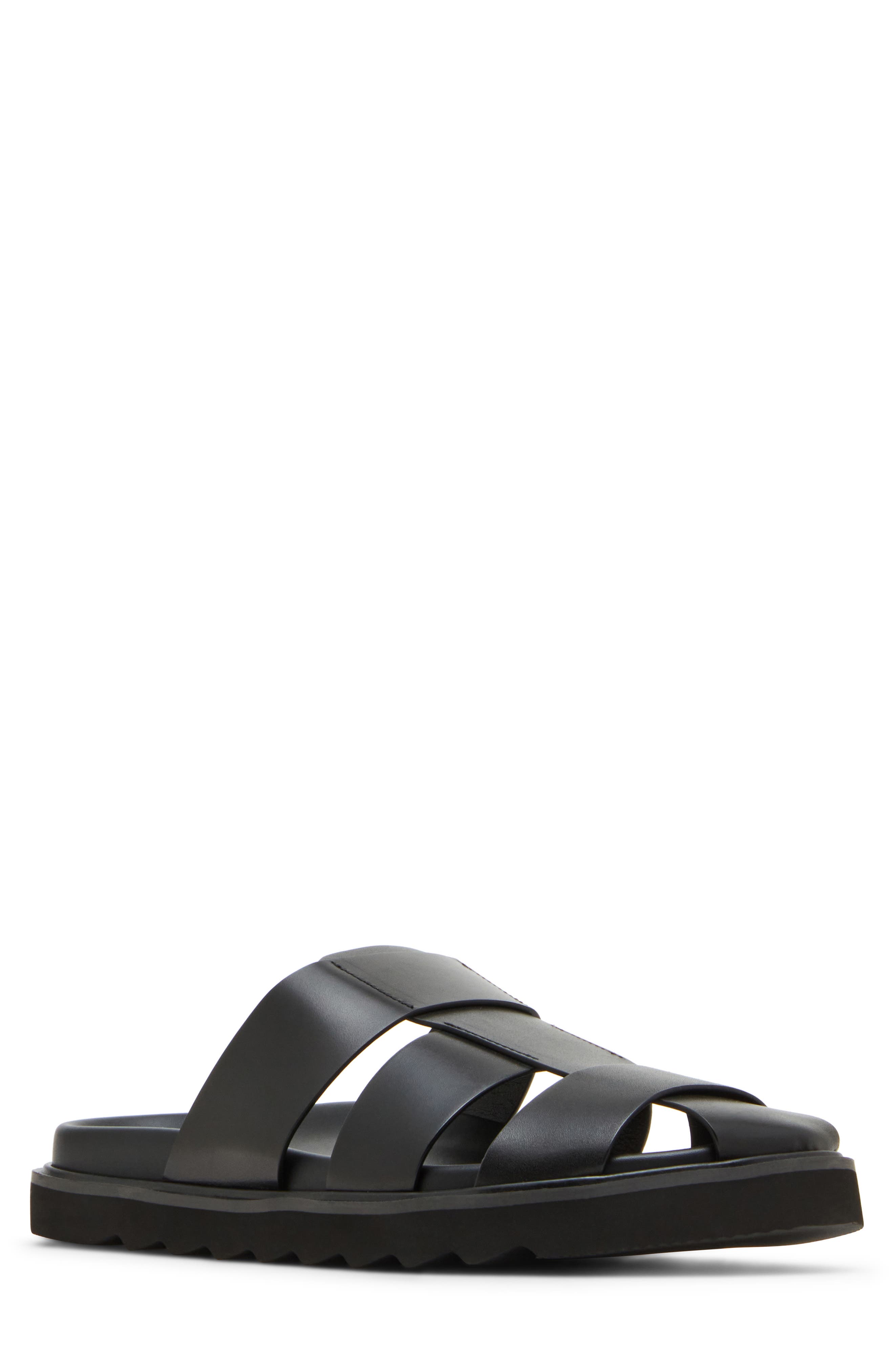 Steve Madden Bandera Slide Sandal, Main, color, Black Leather