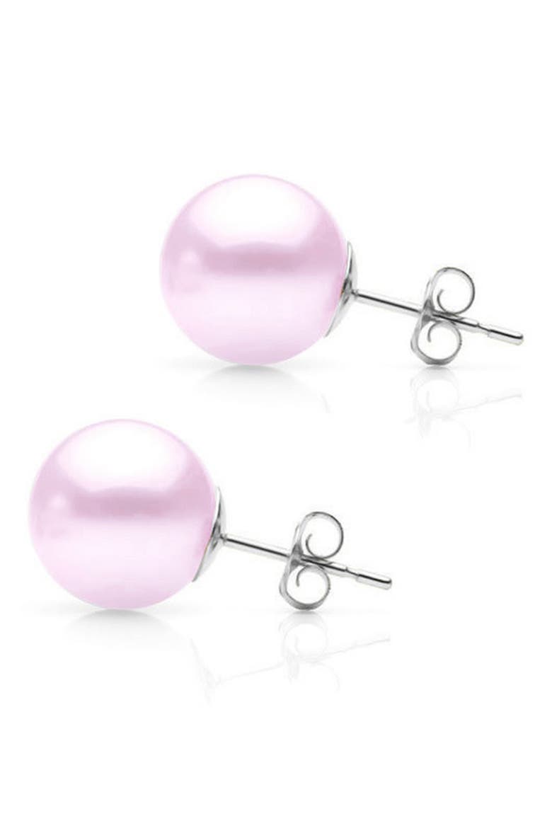Freshwater Pearl Stud Earrings, Alternate, color, PURPLE