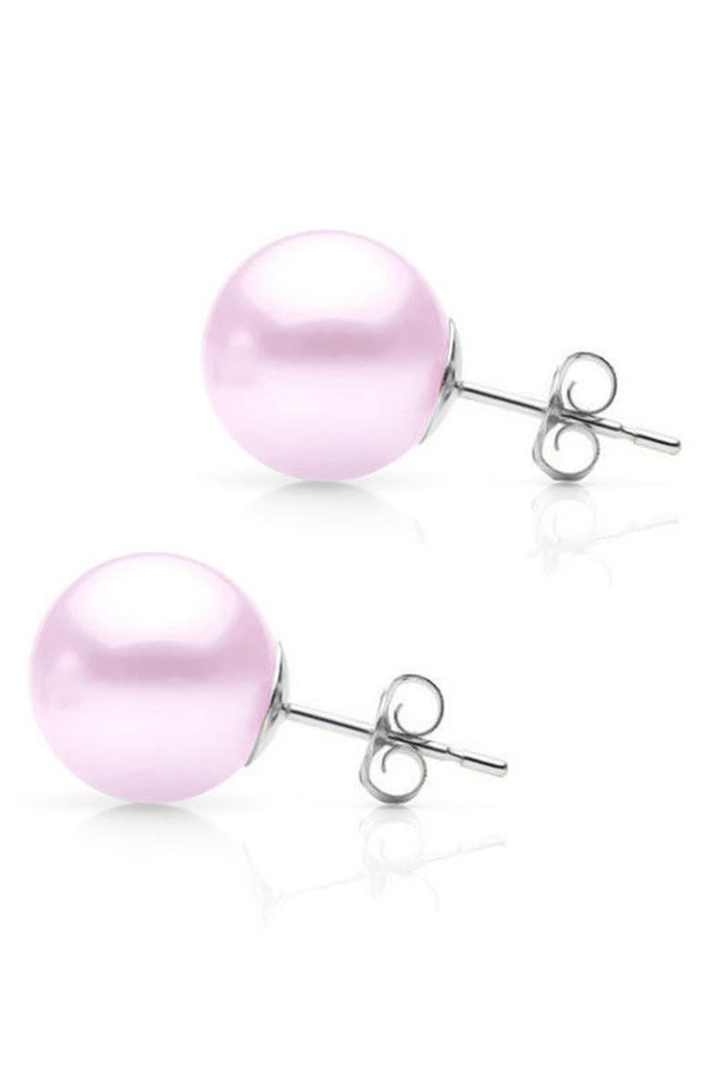 SUZY LEVIAN DIAMONDS Freshwater Pearl Stud Earrings, Alternate, color, Purple