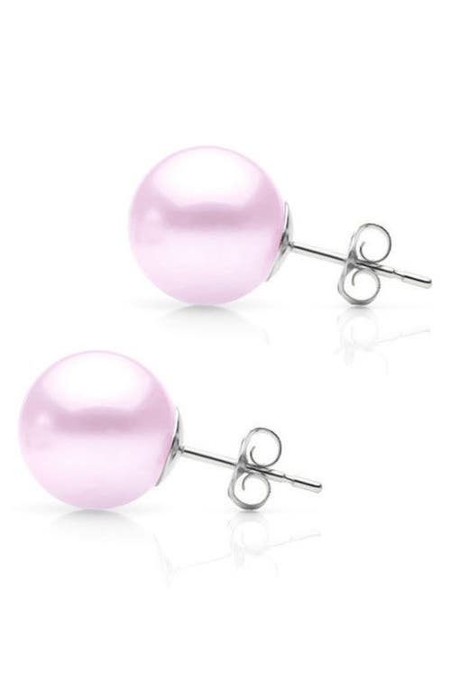 Suzy Levian Diamonds Freshwater Pearl Stud Earrings In Purple