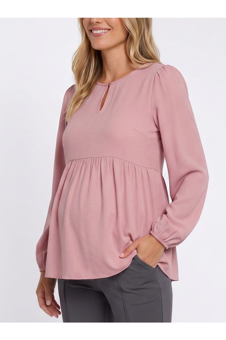 Long Sleeve Empire Waist Keyhole Woven Blouse, Alternate, color, Soft Violet
