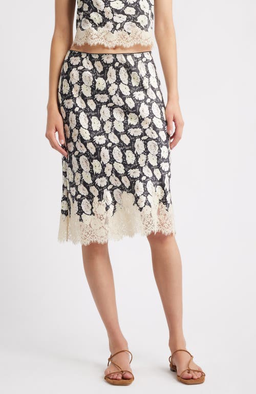 Doen Dôen Elowette Floral Lace Hem Silk Skirt In Multi
