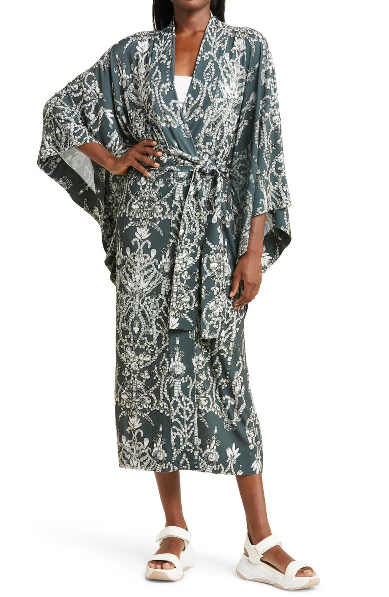 Norma Kamali Jewel Print Cover-Up Robe, Alternate, color, 