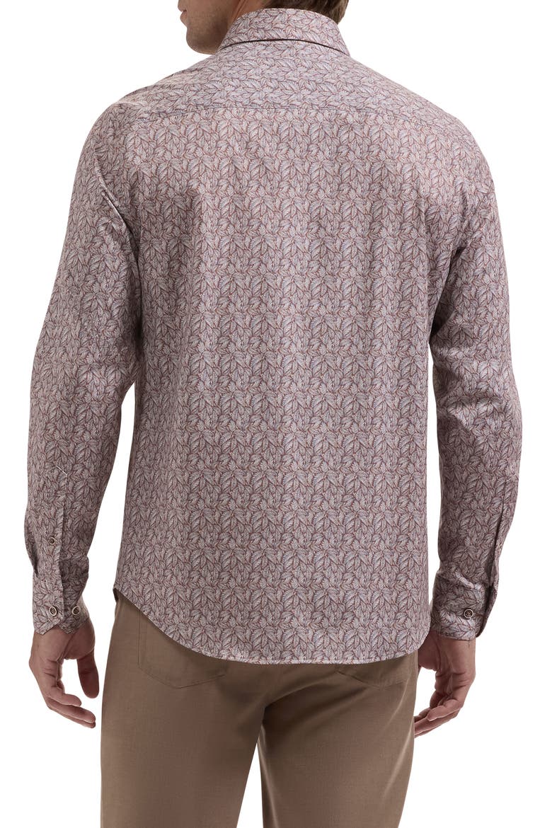 James OoohCotton® Leaf Print Button-Up Shirt, Alternate, color, SIENNA