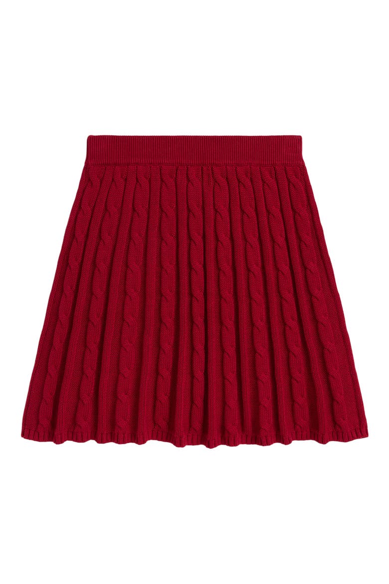 Kids' Cotton Cable Knit Skirt, Alternate, color, RED