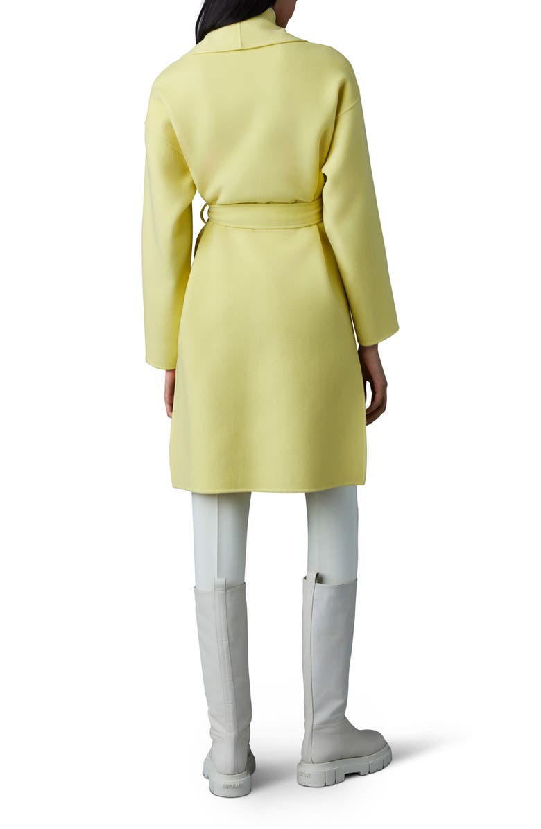 Mackage Thalia Double Face Tie Waist Wool Coat, Alternate, color, Pale Lime