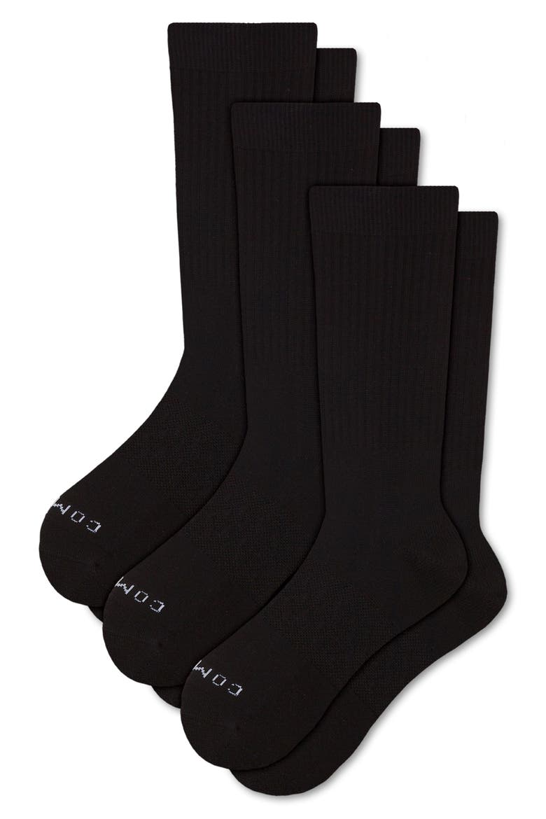 3-Pack Cotton Blend Crew Socks, Main, color, BLK