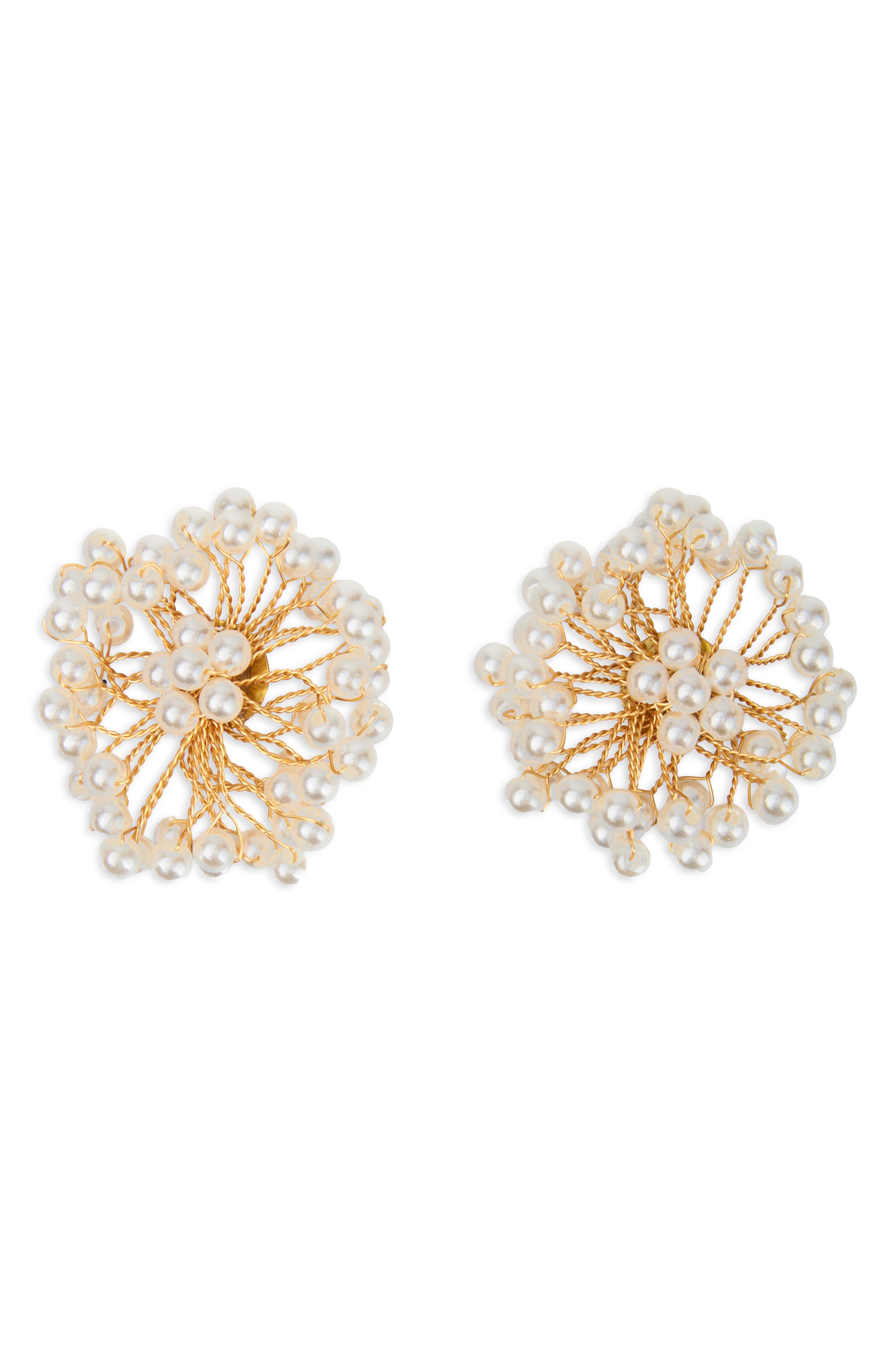 SAACHI Faux Pearl Wire Stud Earrings