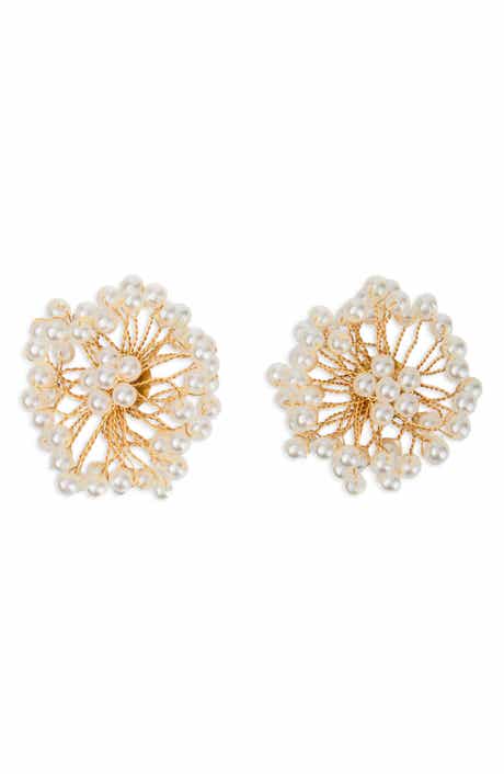 SAACHI Faux Pearl Wire Stud Earrings
