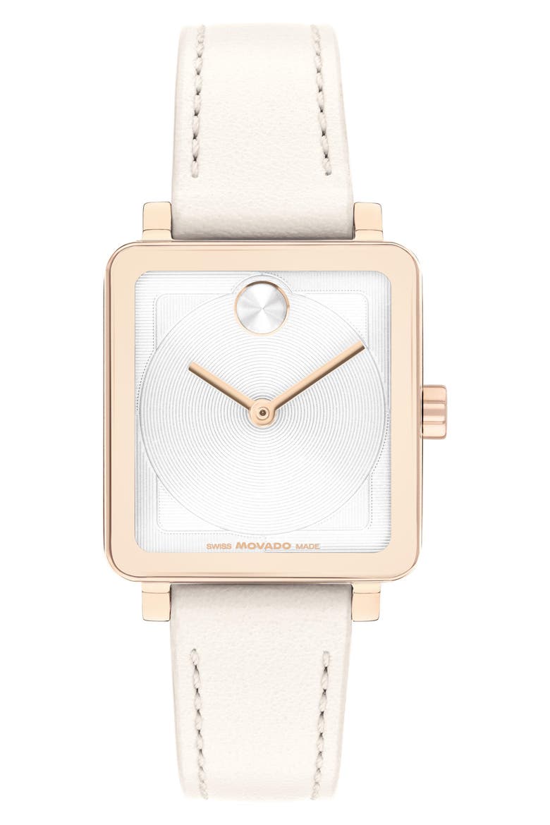 Bold Evolution 2.0 Leather Strap Watch, 34mm, Main, color, WHITE
