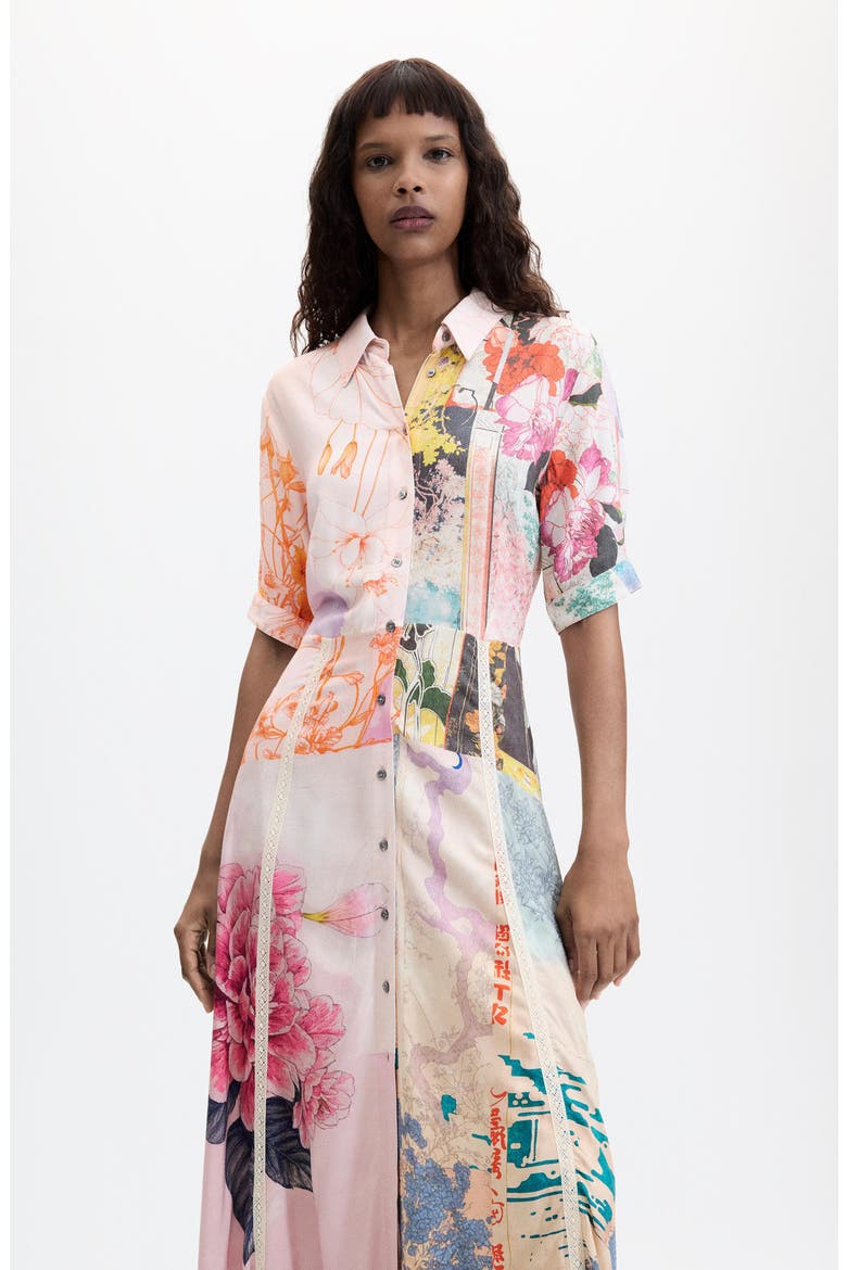 Floral Mixed Print Shirtdress, Alternate, color, PINK