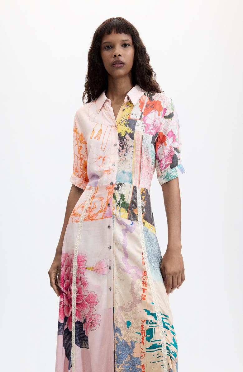 Desigual Floral Mixed Print Shirtdress, Alternate, color, 