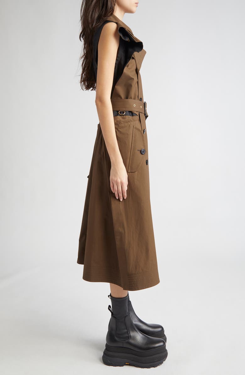Sacai Double Breasted Midi Trench Dress, Alternate, color, 